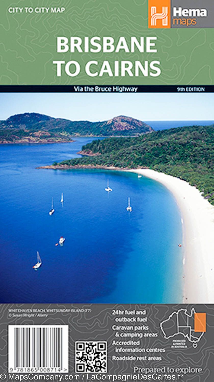 Carte routière - Brisbane à Cairns (via Bruce Highway, Australie) | Hema Maps - La Compagnie des Cartes