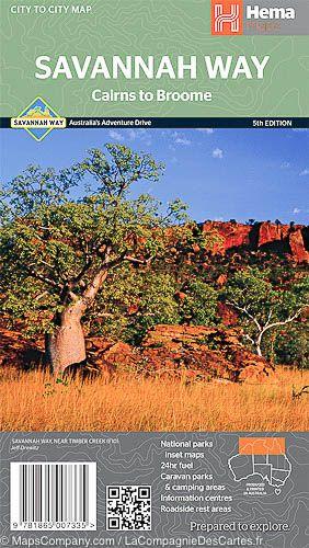 Carte routière - Cairns to Broome (Savannah Way, Australie) | Hema Maps - La Compagnie des Cartes