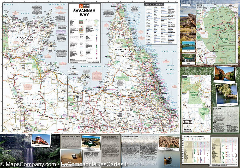 Carte routière - Cairns to Broome (Savannah Way, Australie) | Hema Maps - La Compagnie des Cartes