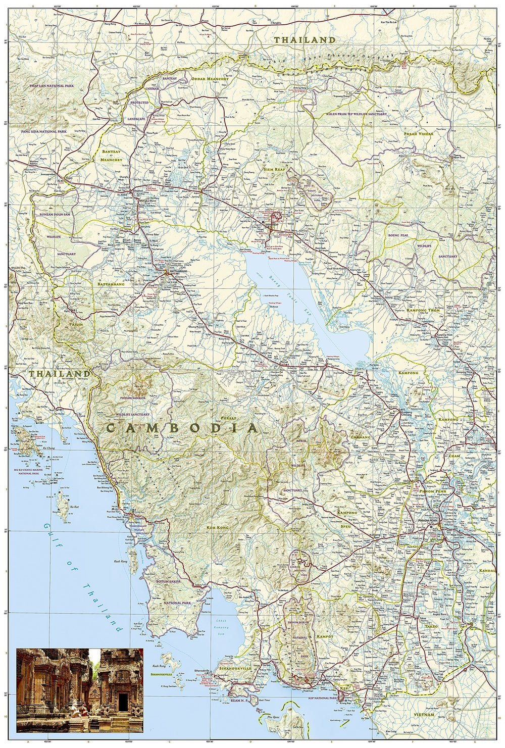 Carte routière - Cambodge | National Geographic carte pliée National Geographic 