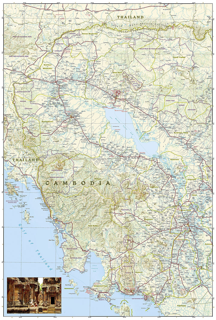 Carte routière - Cambodge | National Geographic carte pliée National Geographic 