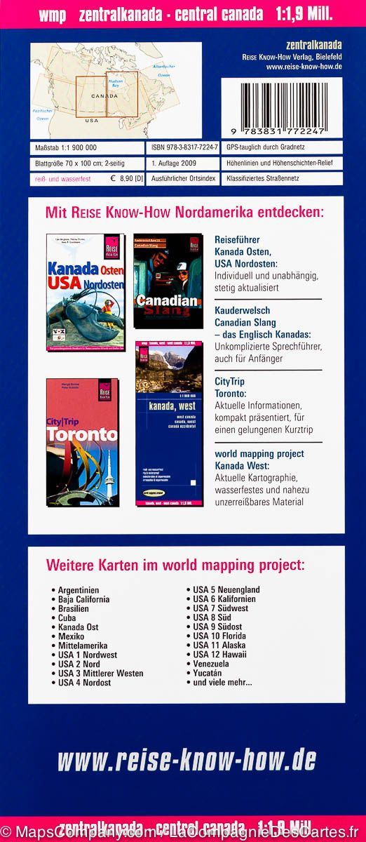 Carte routière - Canada central | Reise Know How carte routière Reise Know-How