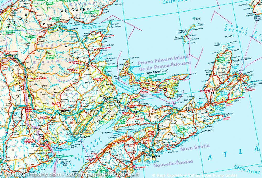 Carte routière de l'est du Canada | Reise Know How - La Compagnie des Cartes