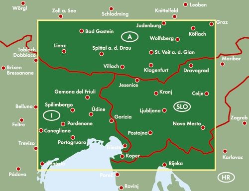 Carte routière - Carinthie & Mer Adriatique Nord (Italie, Autriche, Slovénie) | Freytag & Berndt carte routière Freytag & Berndt