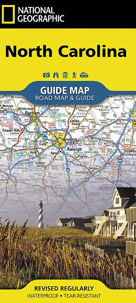 Carte routière - Caroline du Nord (USA) | National Geographic carte pliée National Geographic 
