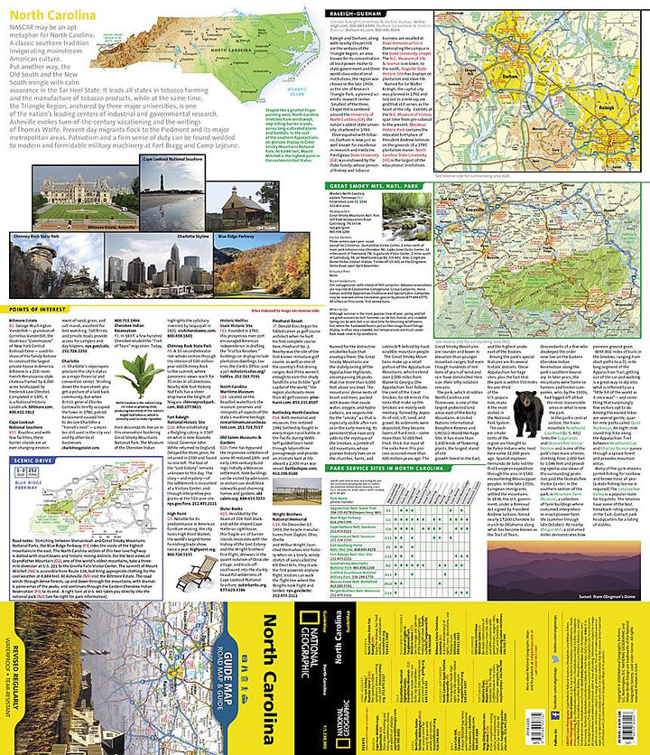 Carte routière - Caroline du Nord (USA) | National Geographic carte pliée National Geographic 