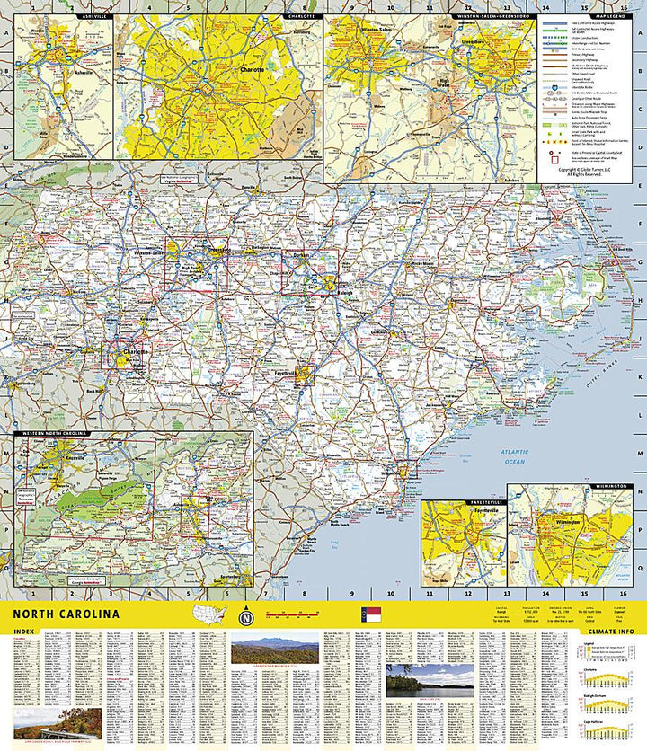 Carte routière - Caroline du Nord (USA) | National Geographic carte pliée National Geographic 