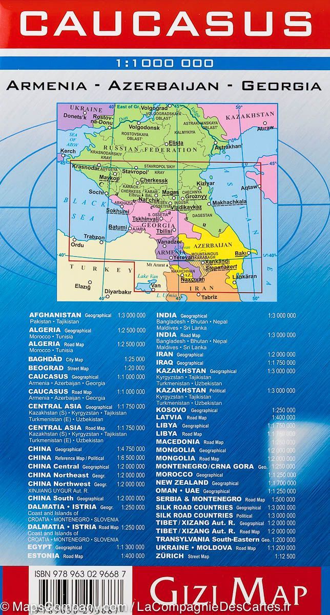Carte routière &#8211; Caucase | Gizi Map - La Compagnie des Cartes