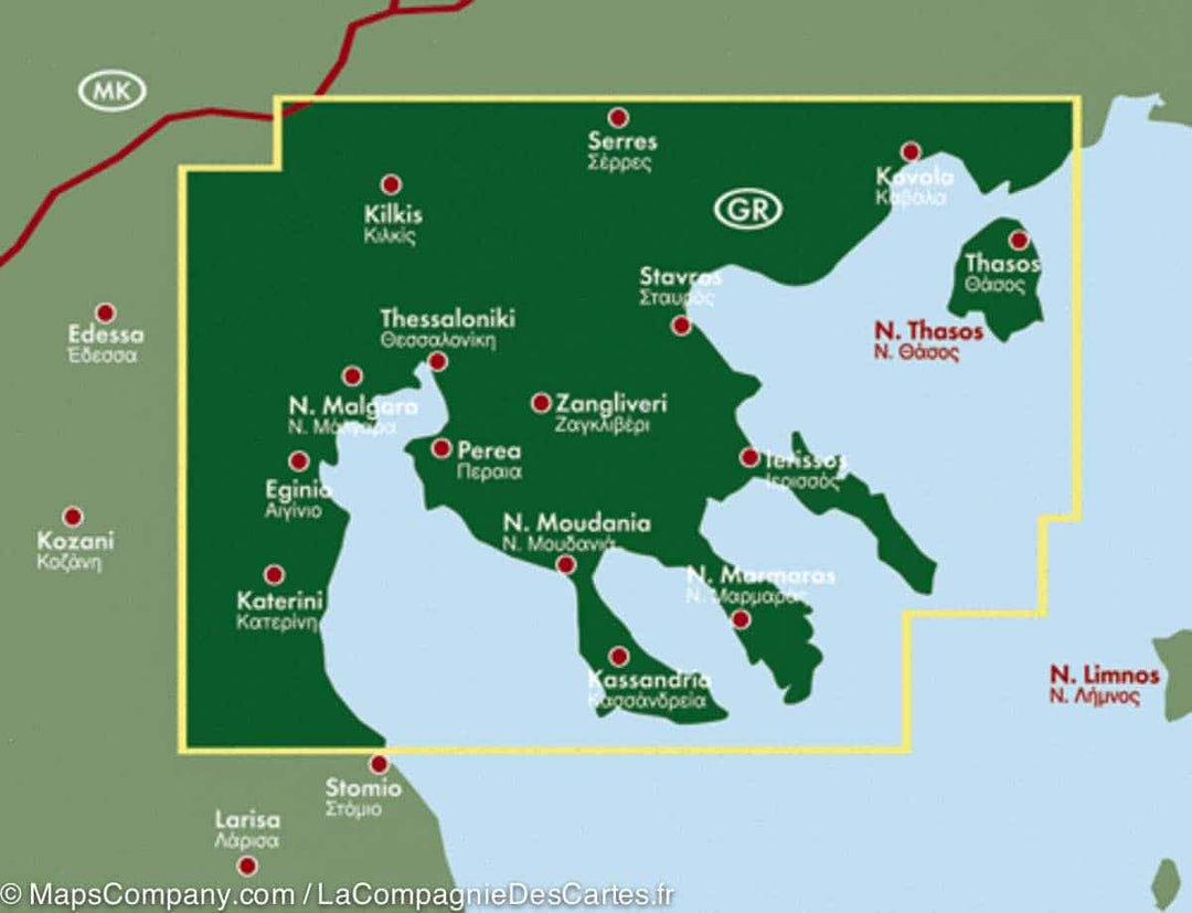 Carte routière - Chalcidique, Thassos & Mont Olympe (Grèce) | Freytag & Berndt carte pliée Freytag & Berndt 