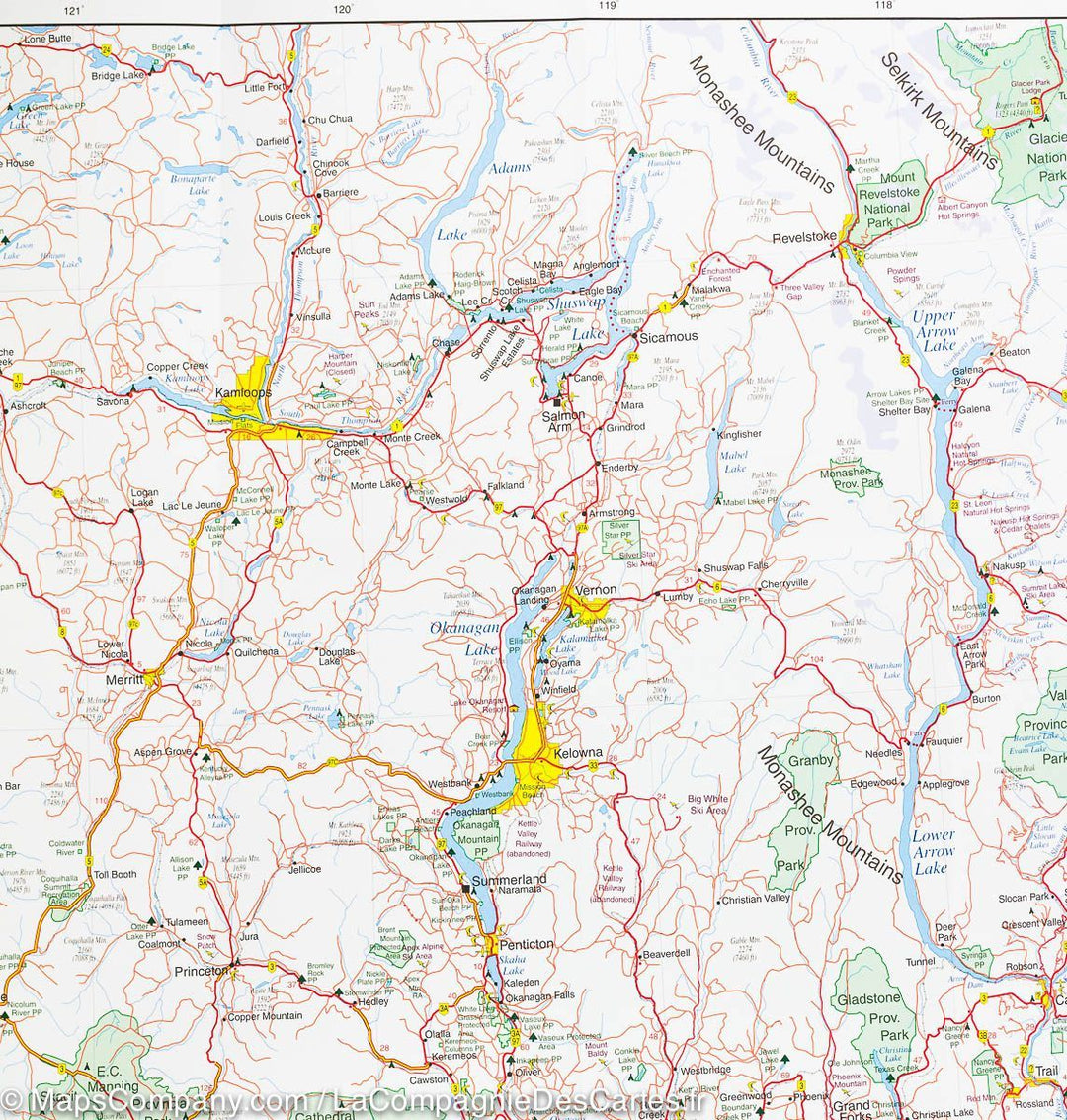 Carte routière - Colombie Britannique Sud-Ouest & Etat de Washington Nord | Gem Trek carte pliée Gem Trek Publishing 