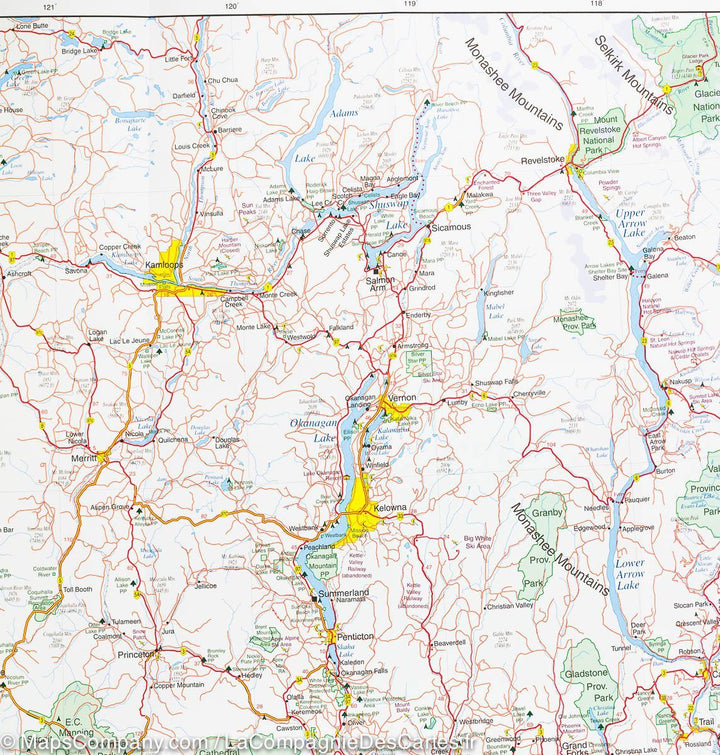 Carte routière - Colombie Britannique Sud-Ouest & Etat de Washington Nord | Gem Trek carte pliée Gem Trek Publishing 