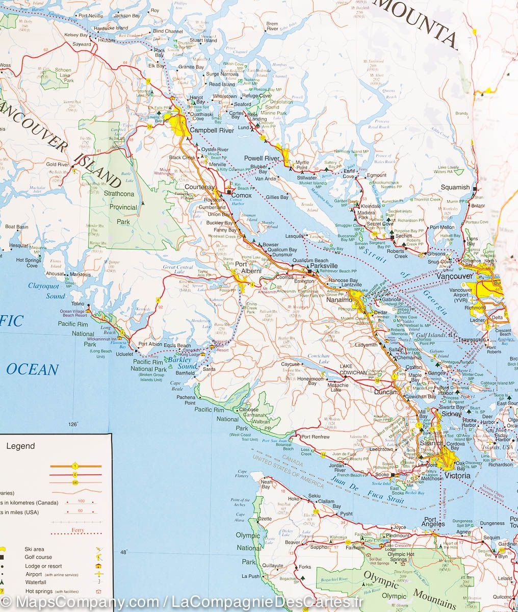 Carte routière - Colombie Britannique Sud-Ouest & Etat de Washington Nord | Gem Trek carte routière Gem Trek Publishing