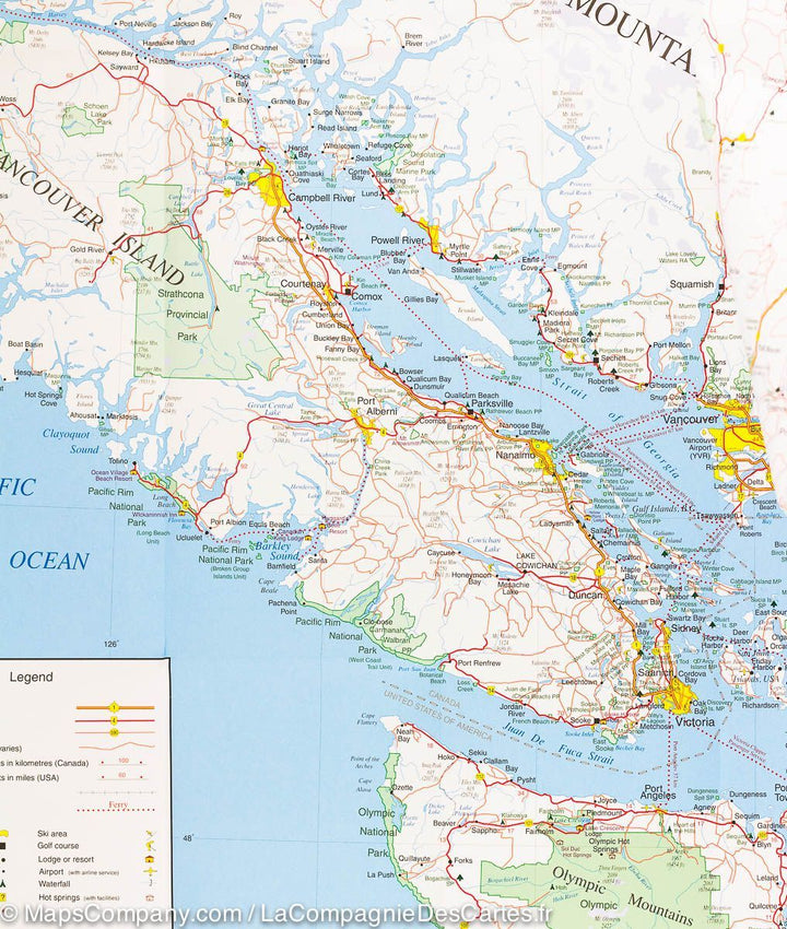 Carte routière - Colombie Britannique Sud-Ouest & Etat de Washington Nord | Gem Trek carte pliée Gem Trek Publishing 