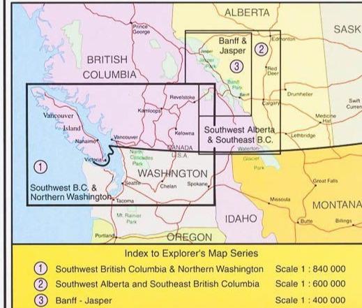 Carte routière - Colombie Britannique Sud-Ouest & Etat de Washington Nord | Gem Trek carte pliée Gem Trek Publishing 