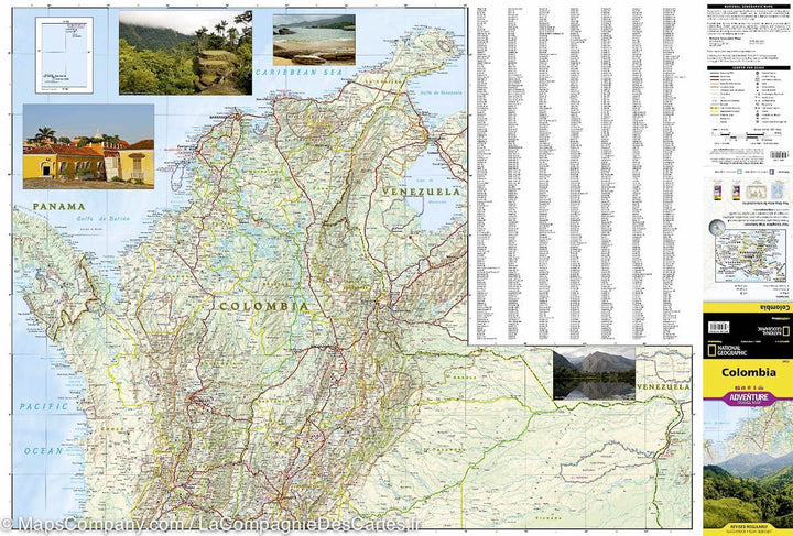 Carte routière - Colombie | National Geographic carte pliée National Geographic 