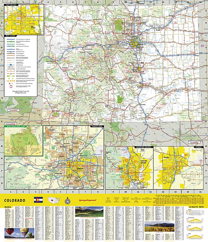 Carte routière - Colorado | National Geographic carte routière National Geographic