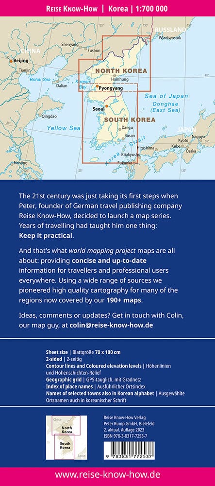 Carte routière - Corée du Nord et du Sud | Reise Know How carte pliée Reise Know-How 
