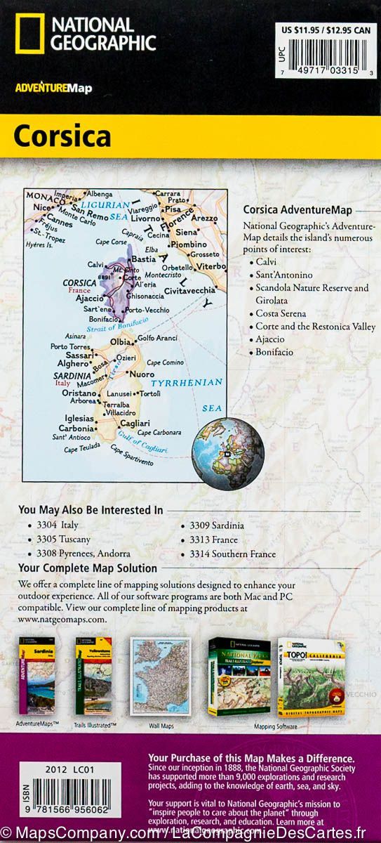Carte routière - Corse | National Geographic carte pliée National Geographic 