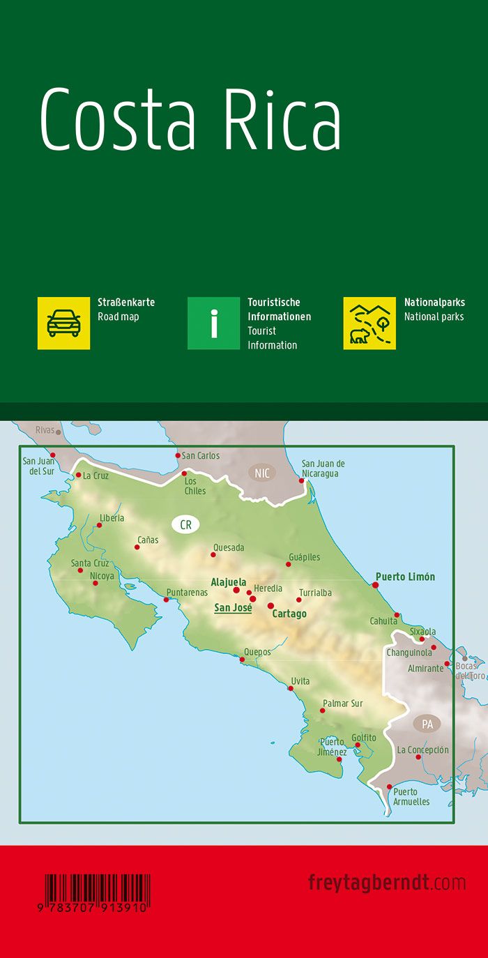 Carte routière - Costa Rica | Freytag & Berndt carte pliée Freytag & Berndt 
