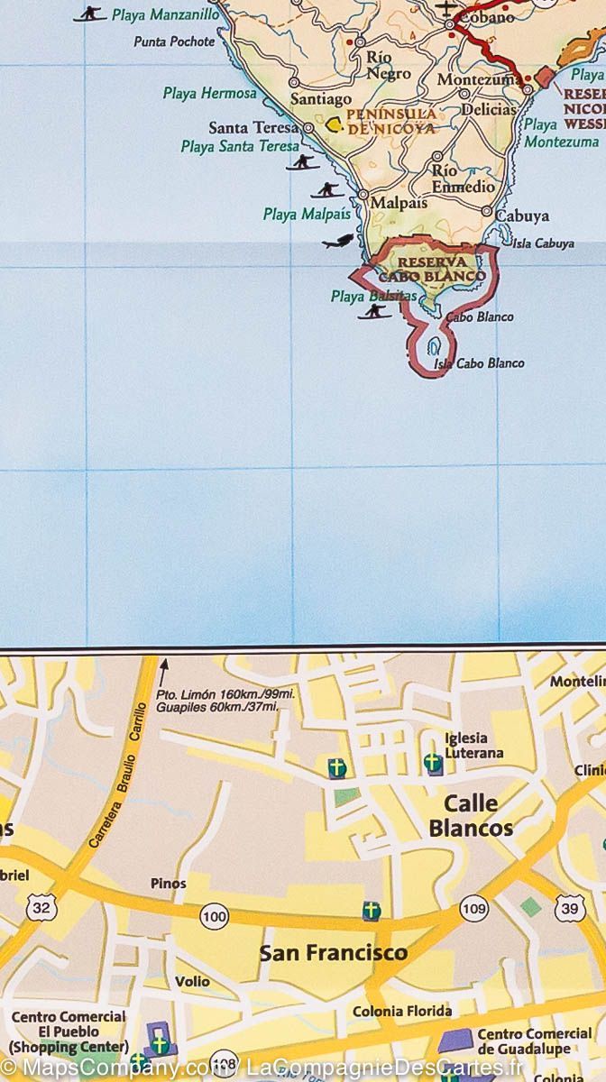 Carte routière - Costa Rica | National Geographic carte routière National Geographic