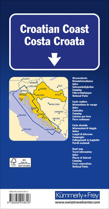 Carte routière - Côte Croate | Kümmerly & Frey carte routière Kümmerly & Frey