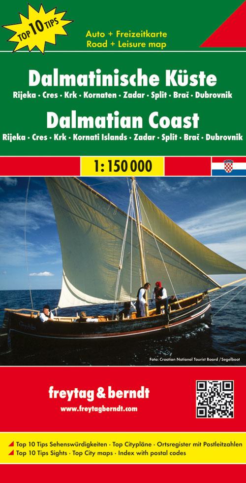 Carte routière - Côte Dalmate (Croatie) : Cres, Zadar, Split, Kornati, Dubrovnik | Freytag & Berndt carte pliée Freytag & Berndt 