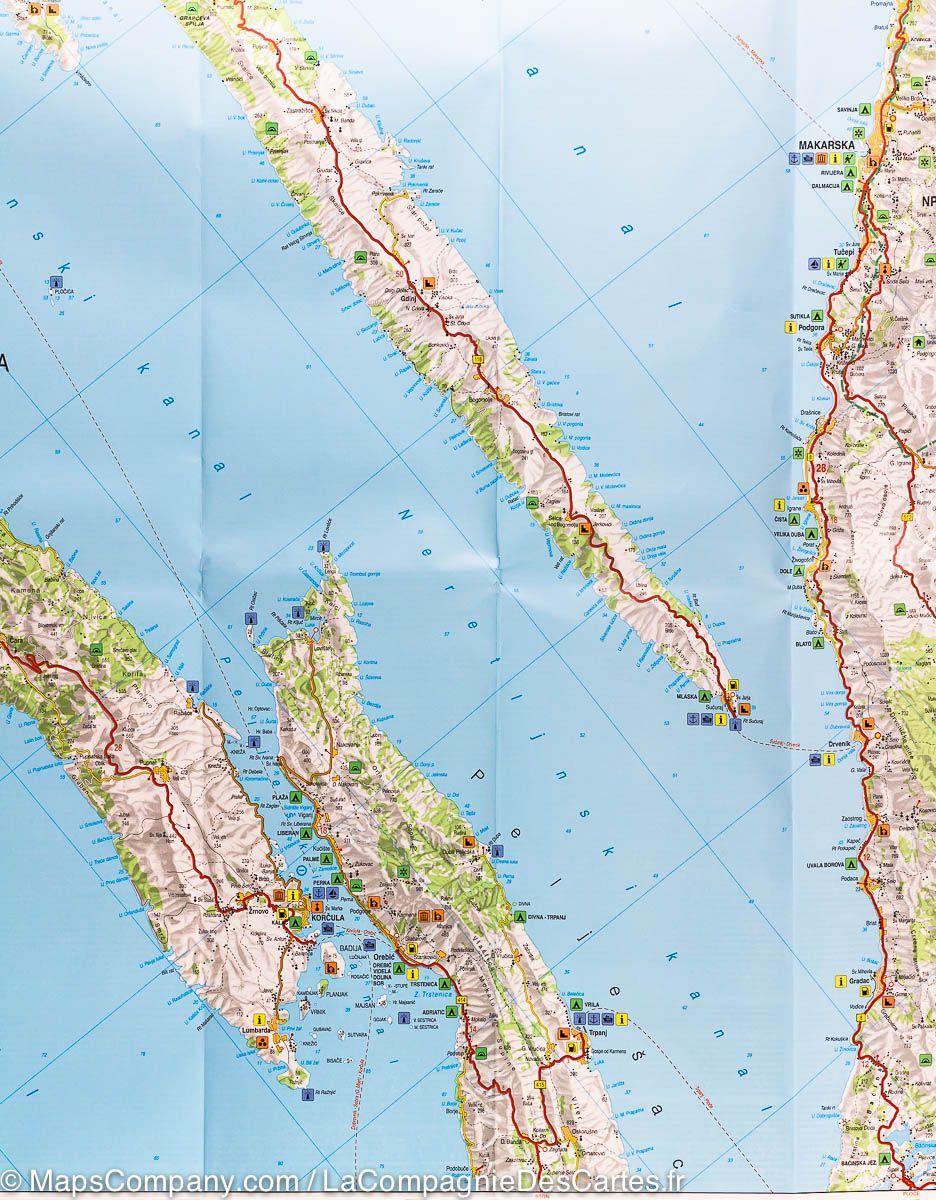 Carte routière - Côte de Dalmatie Centrale n° 3 (Brac, Hvar, Split) | Freytag & Berndt carte routière Freytag & Berndt