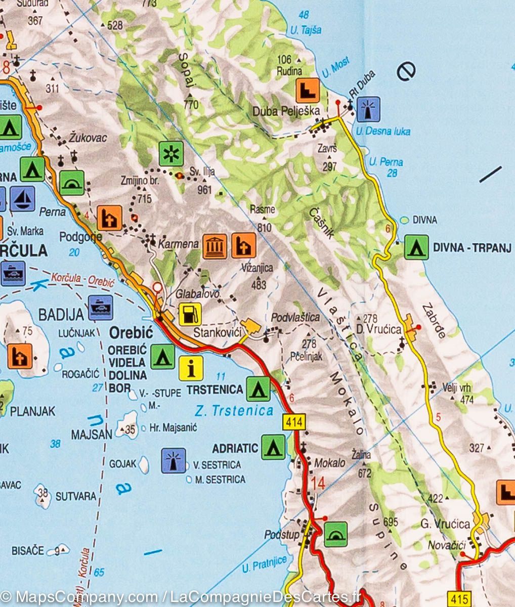 Carte routière - Côte de Dalmatie Centrale n° 3 (Brac, Hvar, Split) | Freytag & Berndt carte routière Freytag & Berndt