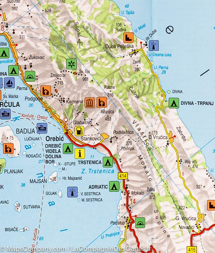 Carte routière - Côte de Dalmatie Centrale n° 3 (Brac, Hvar, Split) | Freytag & Berndt carte pliée Freytag & Berndt 