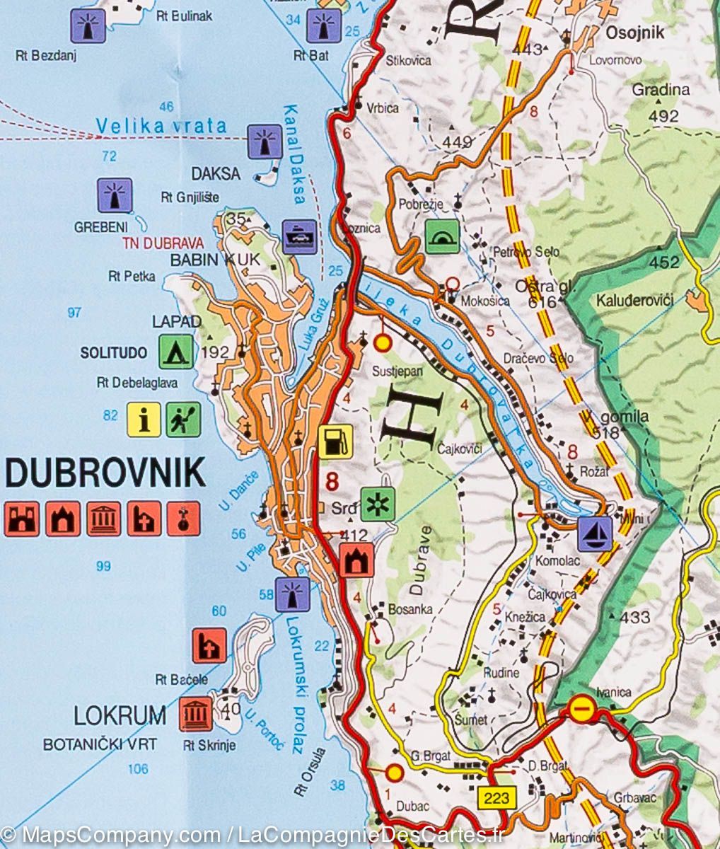 Carte routière - Côte de Dalmatie Centrale n° 4 (Mljet, Medugorge, Dubrovnik) | Freytag & Berndt carte routière Freytag & Berndt
