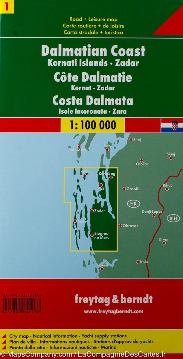 Carte routière - Côte de Dalmatie n° 1 (Kornat, Zadar) | Freytag & Berndt carte routière Freytag & Berndt