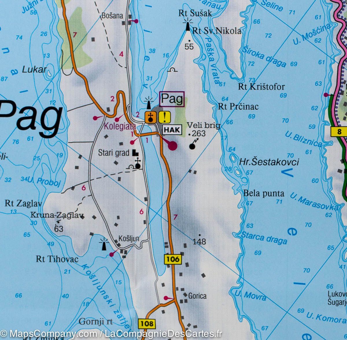 Carte routière - Côte de Dalmatie n° 1 (Kornat, Zadar) | Freytag & Berndt carte routière Freytag & Berndt