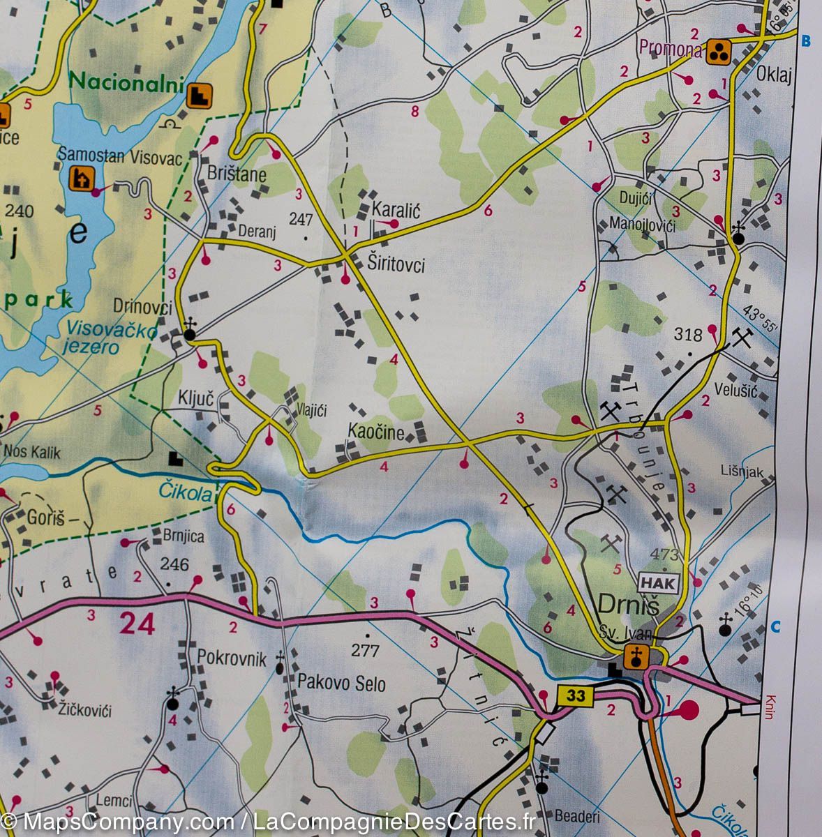 Carte routière - Côte de Dalmatie n° 2 (Sibenik, Split, Vis) | Freytag & Berndt carte routière Freytag & Berndt