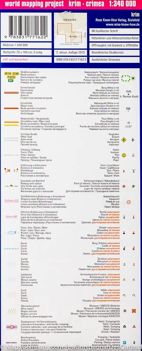 Carte routière - Crimée | Reise Know How carte routière Reise Know-How