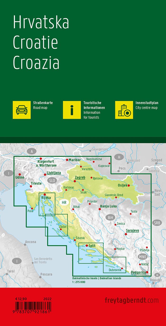 Carte routière - Croatie au 1/500 000 | Freytag & Berndt carte routière Freytag & Berndt