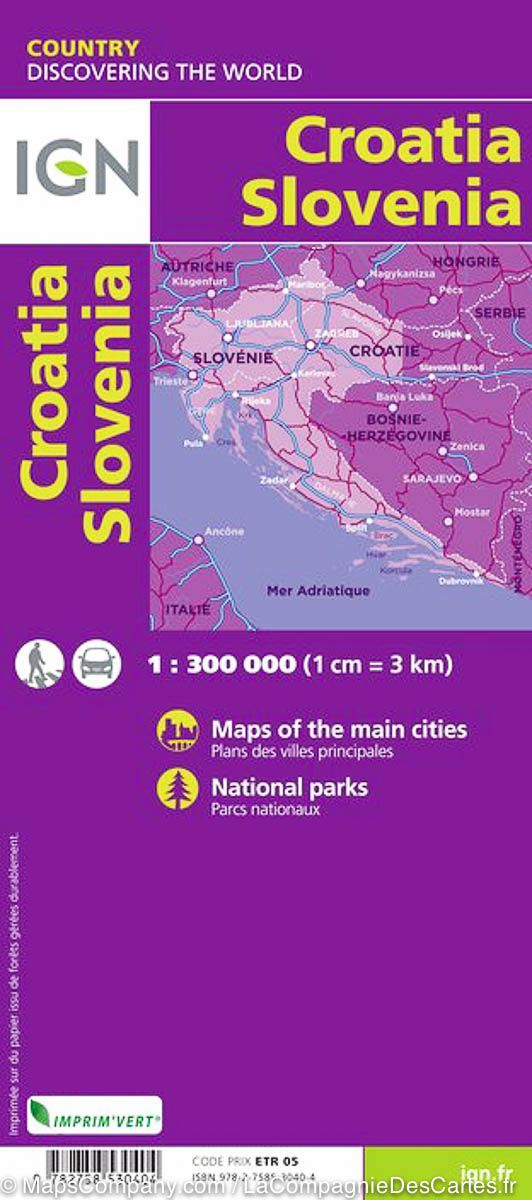 Carte routière - Croatie, côte adriatique & Slovénie | IGN carte routière IGN