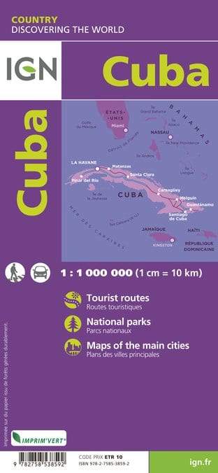 Carte routière - Cuba | IGN carte pliée IGN 