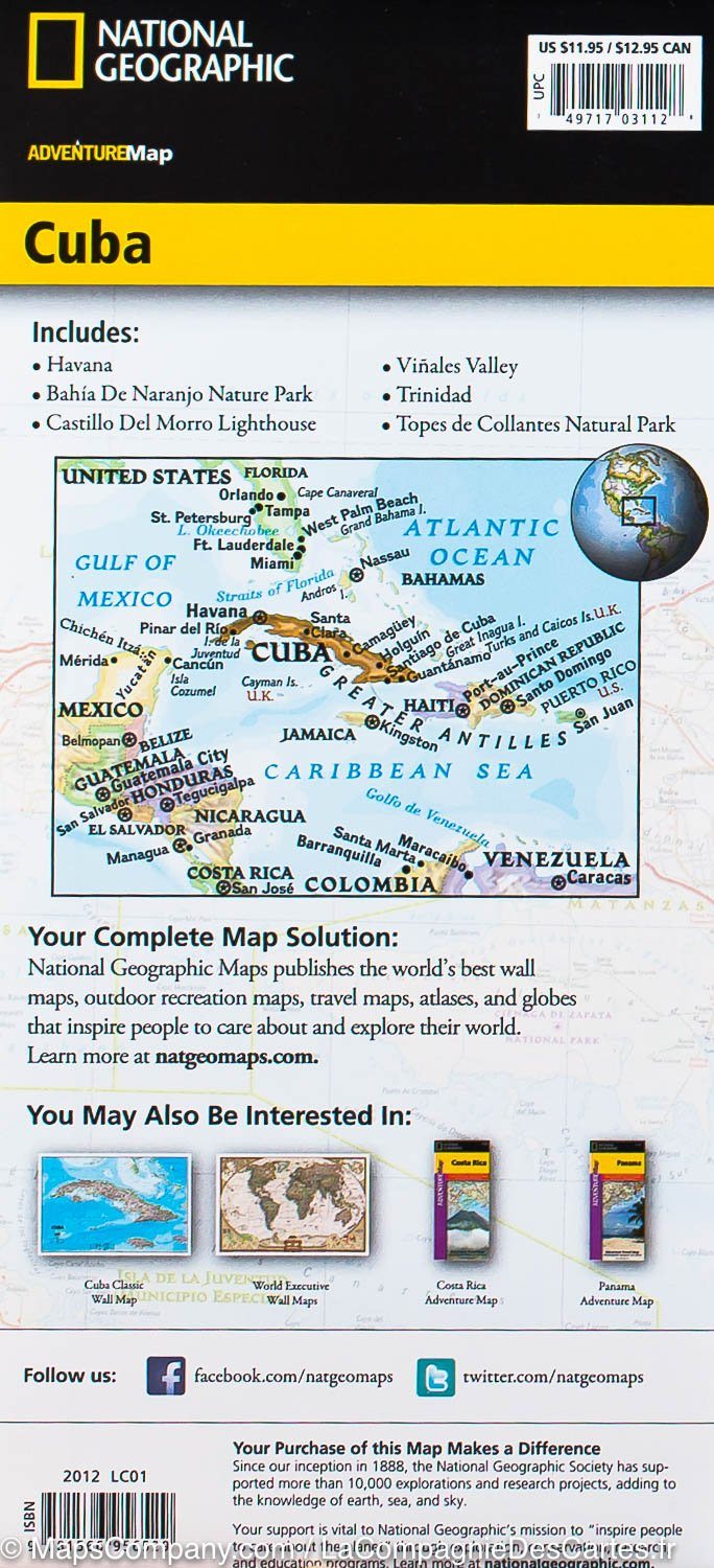 Carte routière - Cuba | National Geographic carte pliée National Geographic 