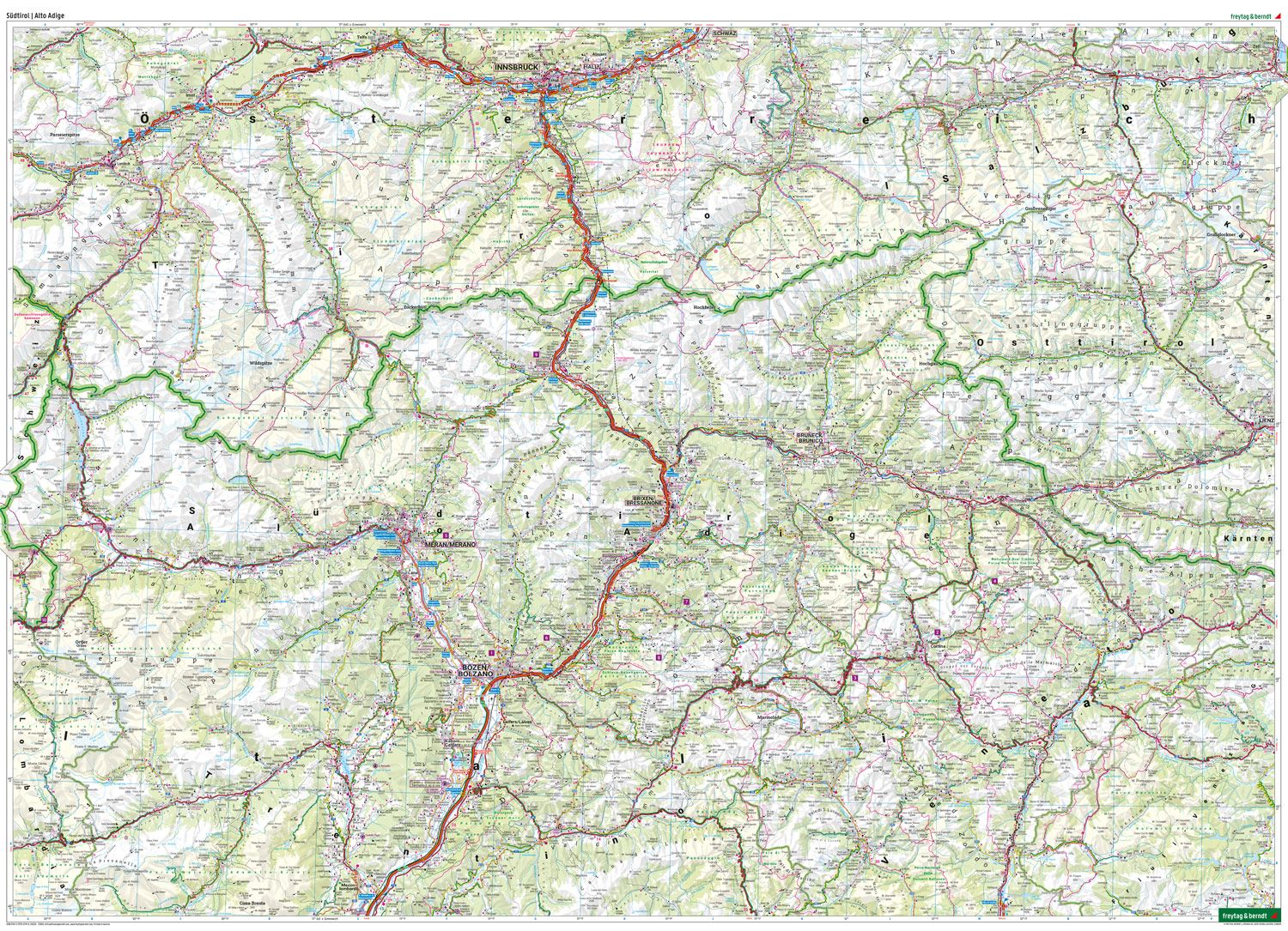 Carte routière & cycliste - Tyrol du Sud (Région de Bolzano, Brixen, Merano) | Freytag & Berndt carte routière Freytag & Berndt