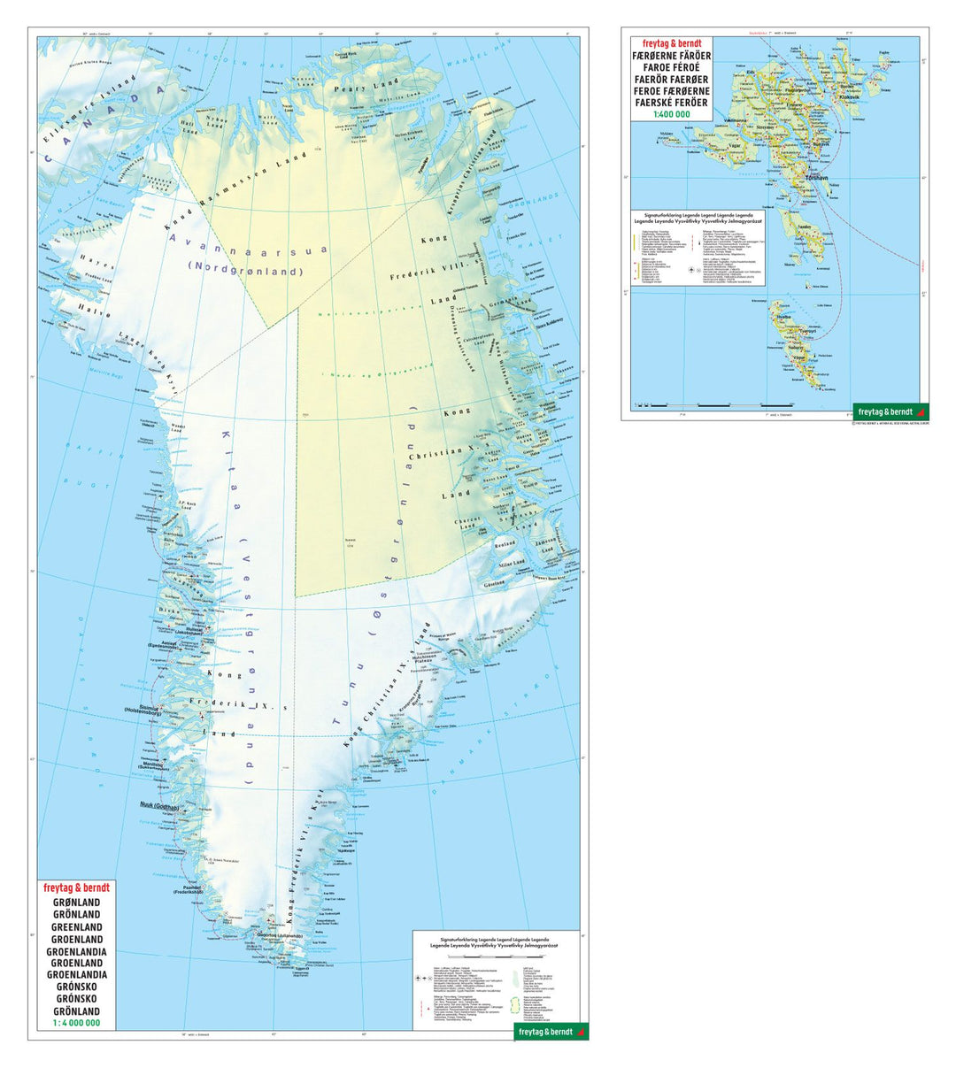 Carte routière - Danemark, incluant les îles Féroé & Groënland | Freytag & Berndt carte pliée Freytag & Berndt 