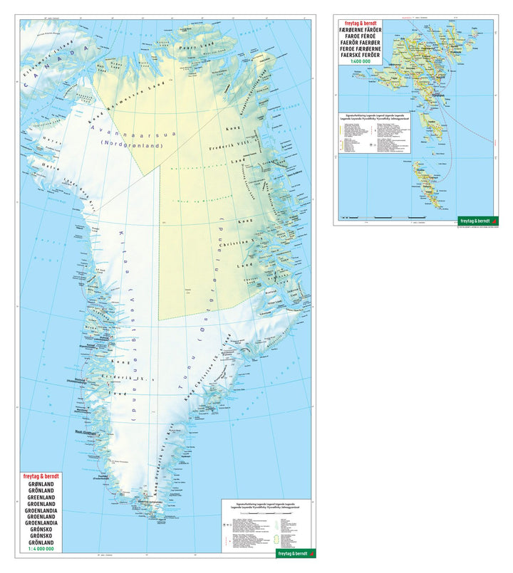 Carte routière - Danemark, incluant les îles Féroé & Groënland | Freytag & Berndt carte pliée Freytag & Berndt 
