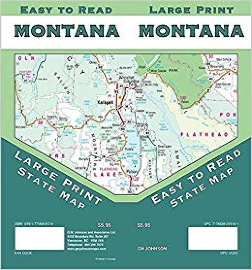 Carte routière du Montana à gros caractères | GM Johnson carte routière GM Johnson Default Title
