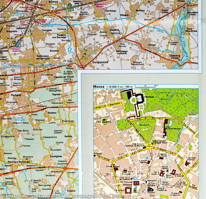 Carte routière - Environs de Milan (Italie) | Touring Club Italiano carte pliée Touring 