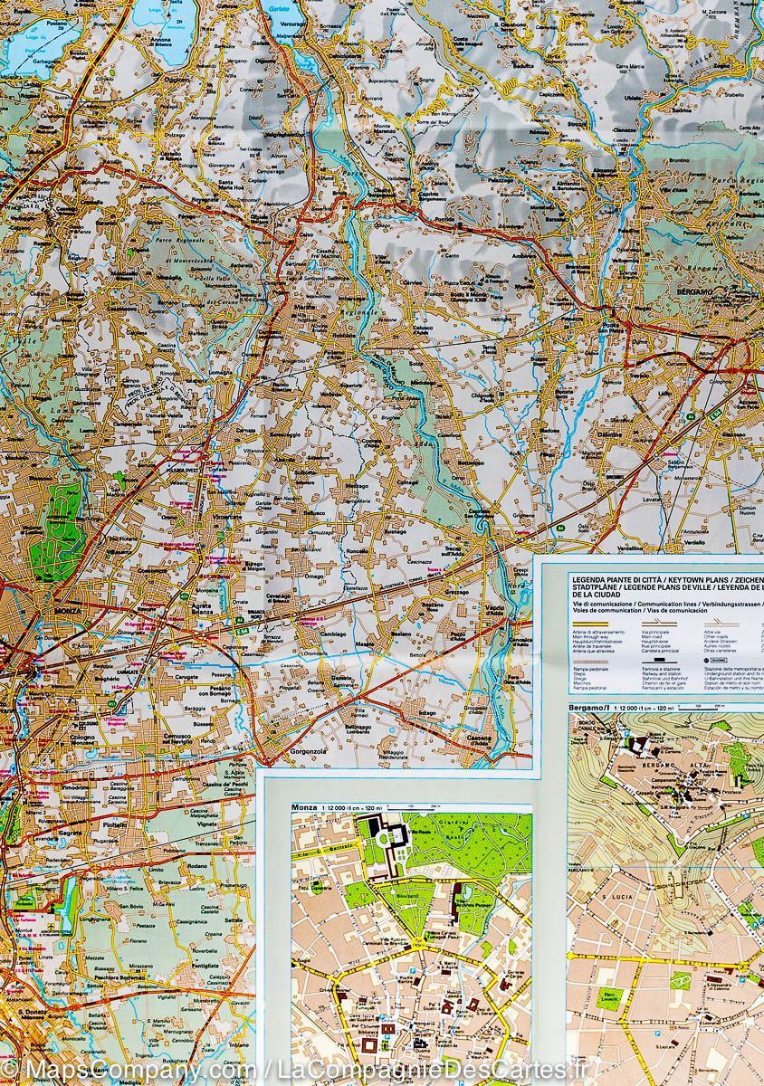 Carte routière - Environs de Milan (Italie) | Touring Club Italiano carte routière Touring Club Italiano