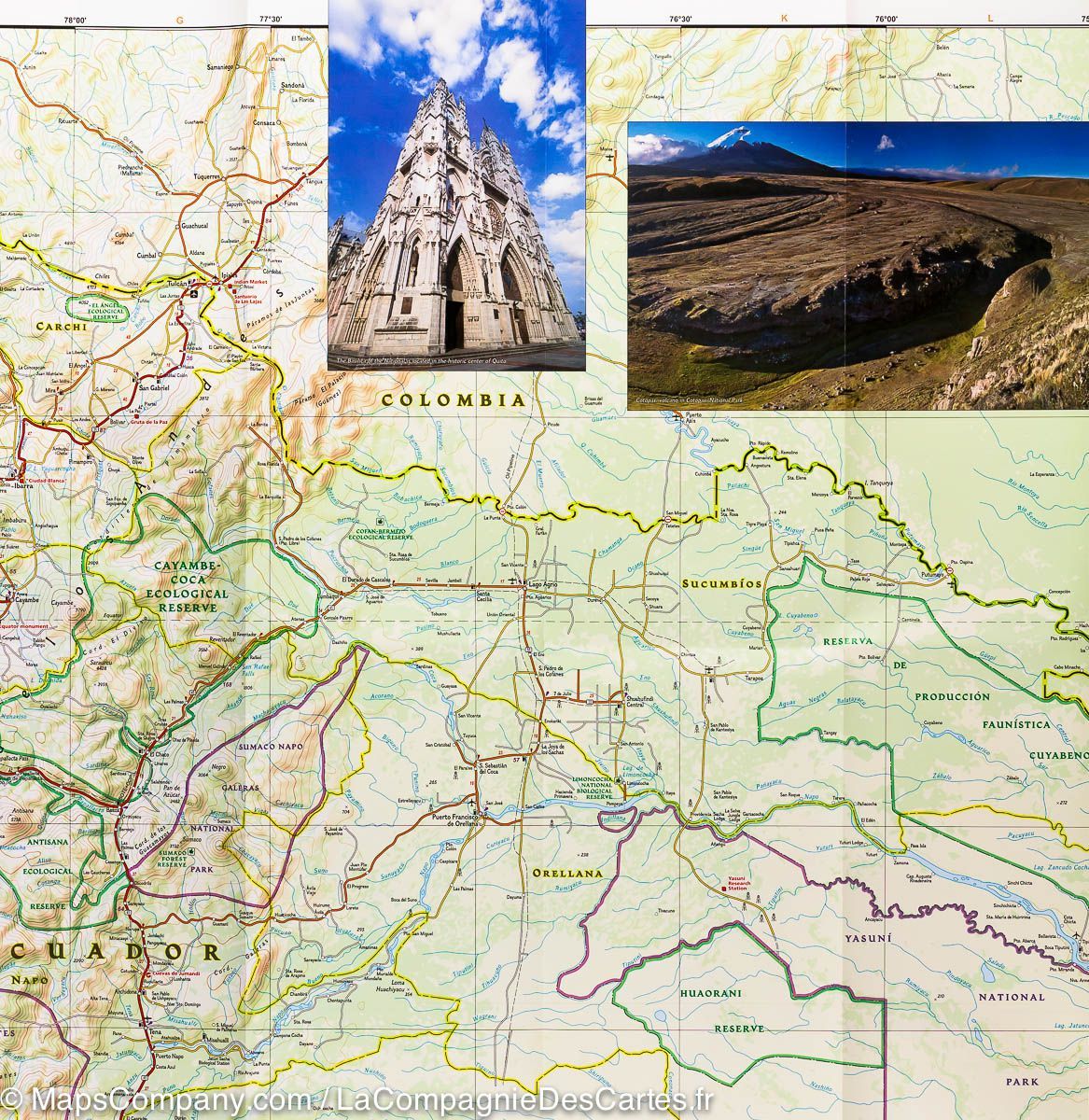 Carte routière - Equateur & Iles Galapagos | National Geographic carte routière National Geographic