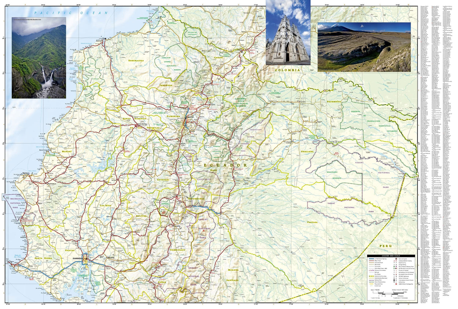 Carte routière - Equateur & Iles Galapagos | National Geographic carte routière National Geographic