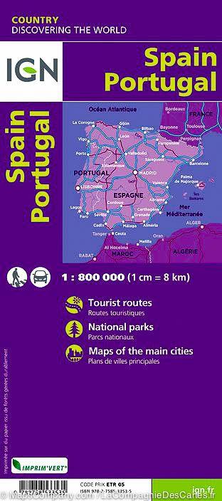 Carte routière de l'Espagne et du Portugal | IGN - La Compagnie des Cartes