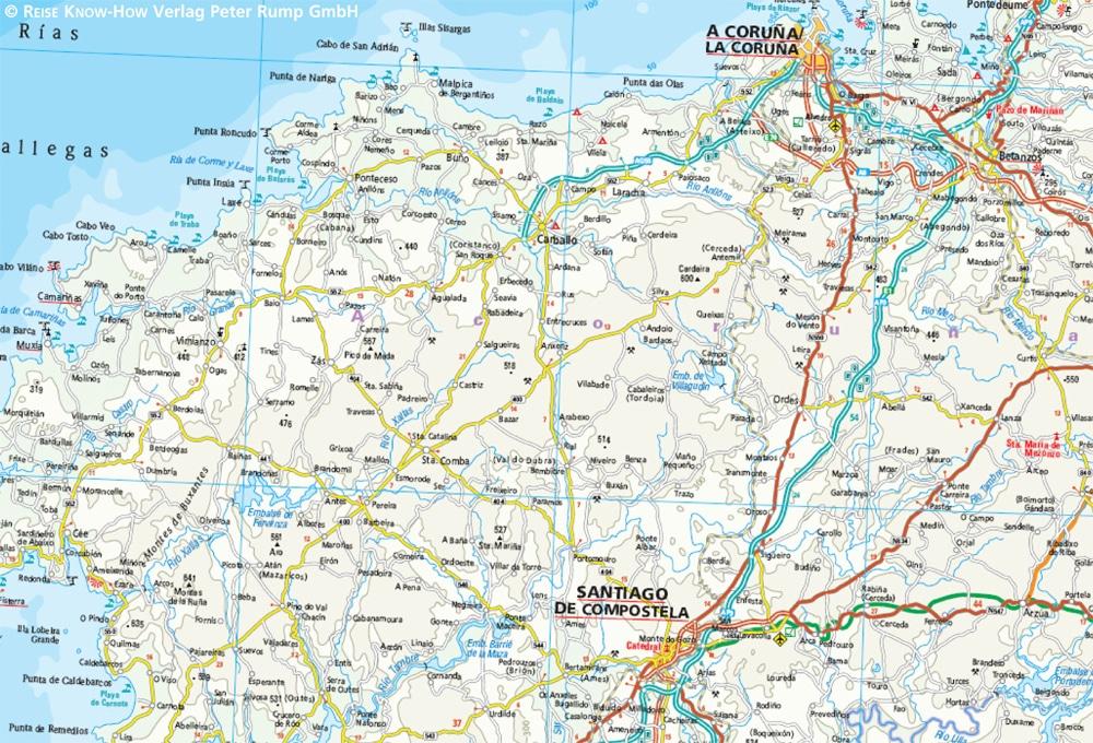Carte routière - Espagne Nord : Chemin de St Jacques de Compostelle | Reise Know How carte routière Reise Know-How