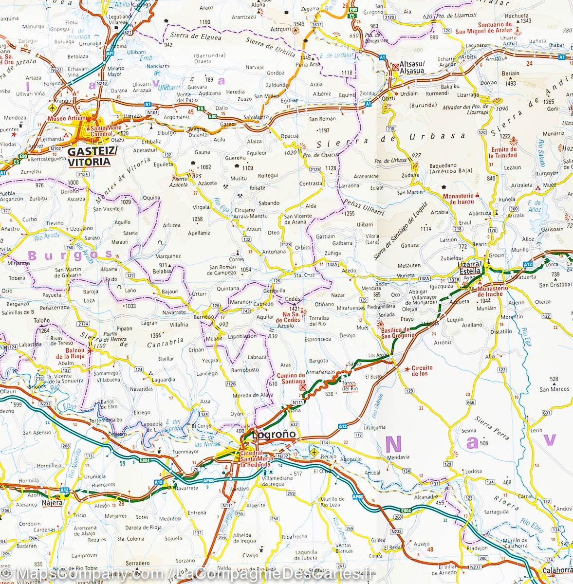 Carte routière - Espagne Nord : Chemin de St Jacques de Compostelle | Reise Know How carte routière Reise Know-How