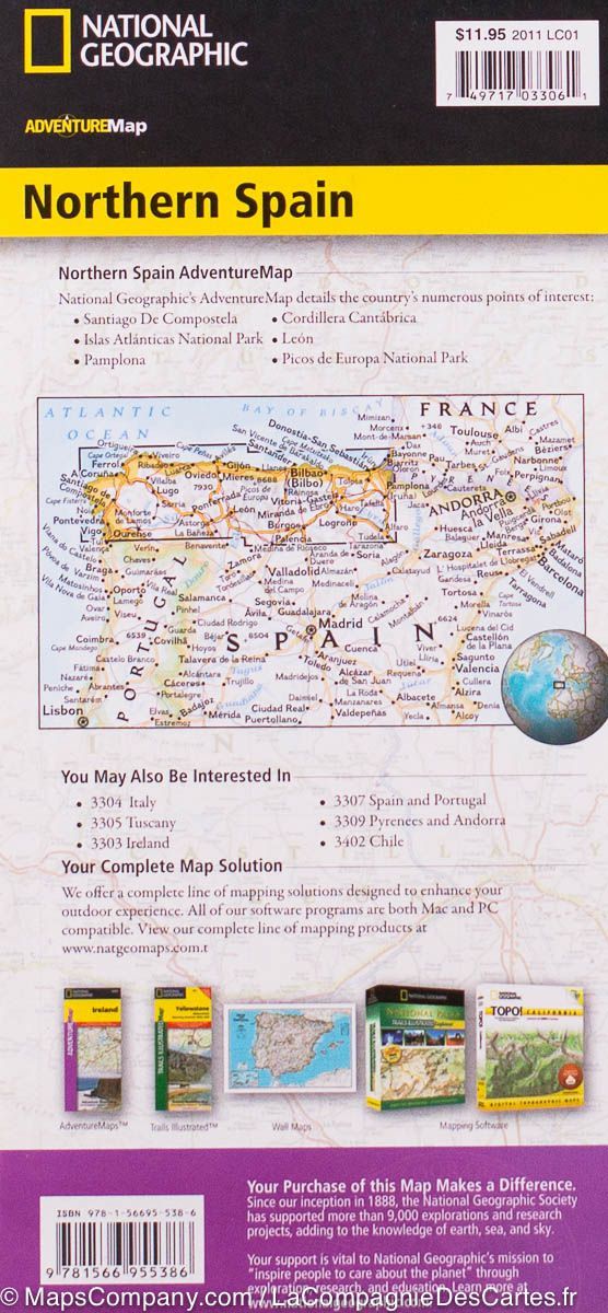 Carte routière - Espagne Nord | National Geographic carte pliée National Geographic 